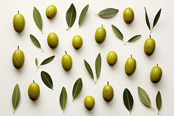 a group of green fruits and leaves