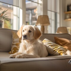 a dog lying on a couch