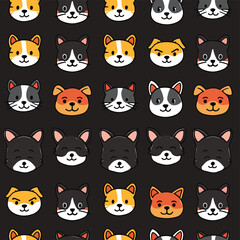 Vector Seamless Watercolor Pattern colorful Design a colorful vintage background with a dogs design