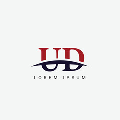 Alphabet UD DU letter modern monogram style logo vector element