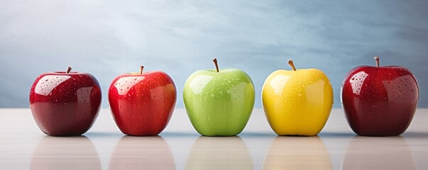 a group of apples on a table