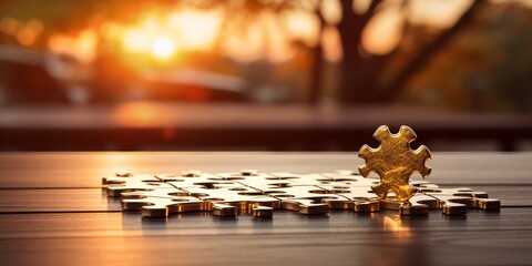 a puzzle pieces on a table