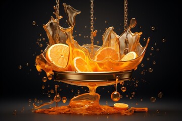 a bowl of liquid with lemons