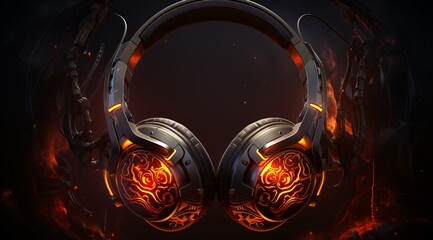 a pair of black headphones with glowing lights