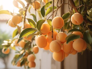 a group of fruit on a tree