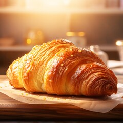a close up of a croissant