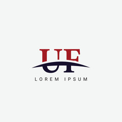 Alphabet UF FU letter modern monogram style logo vector element