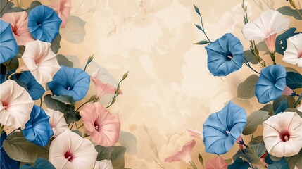 A delightful 3D of pastel flowers, placed on a plain background.