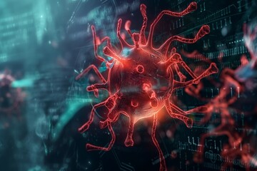 A virus is spreading in the virtual digital space, threatening cybersecurity. Computers are vulnerable to attacks, and data is vulnerable to infection