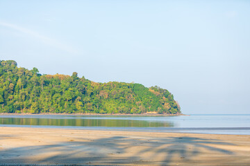 Morning time at sand beach of sea or island.