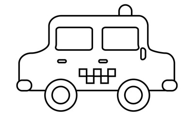 taxi outline machine for children's creativity and activity, Doodle coloring page with a vehicle