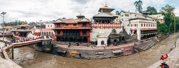  Pashupati is an hindi temple and place of cremations at river bank in kathmandu, nepal