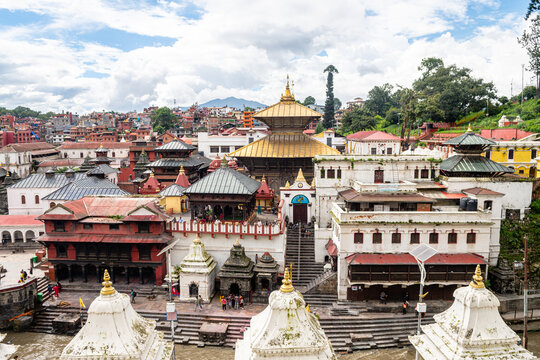  Pashupati is an hindi temple and place of cremations at river bank in kathmandu, nepal