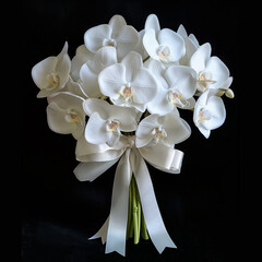 白い胡蝶蘭の花束。ブーケ。祈り。追悼 - obrazy, fototapety, plakaty