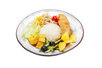 Japanese Cuisine - Shrimp Tempura with Rice and Vegetables