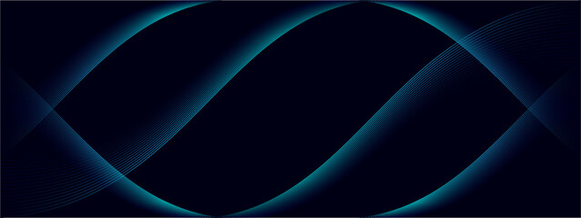 Dark blue abstract background with shiny blue gradient color geometric wave lines