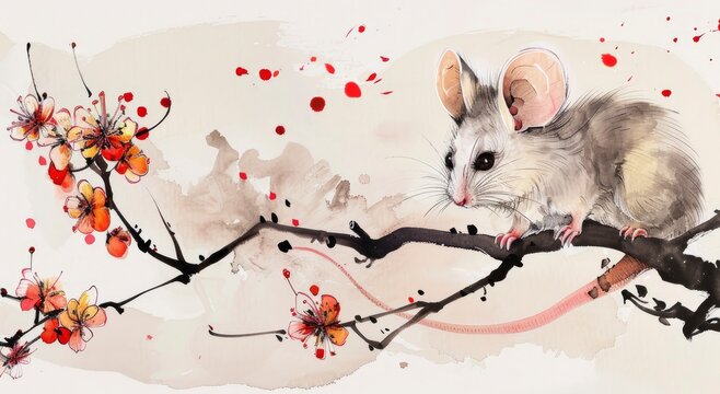 Zodiac mice are delicate, adorable, and painted in the manner of ancient Chinese calligraphy.