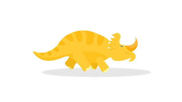 Triceratops dinosaur walking 2D animation