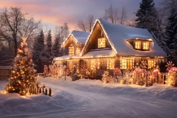Fotobehang Glowing and radiant christmas decor in isolated splendor © Cloudyew