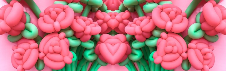 Fototapeta premium Romantic rose balloon flower valentine poster background