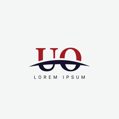 Alphabet UO OU letter modern monogram style logo vector element