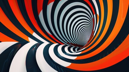 Fototapeta na wymiar Hypnotic Spiral Vortex of Geometric Shapes and Vibrant Contrasting Colors