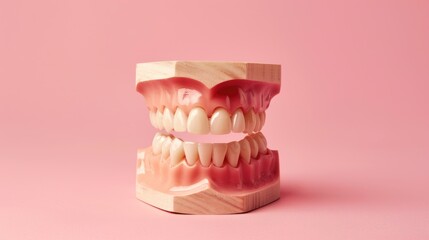 A model of a mouth with a pinkish hue