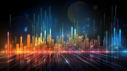 Abstract cityscape with lines and lights