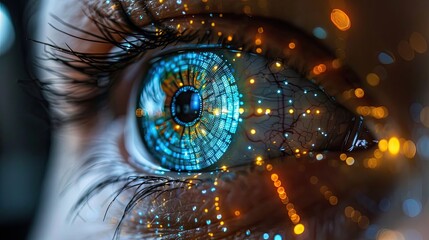 Digital Vision: Human Eye with Cyber Particles