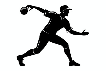 Fototapeta na wymiar baseball player full body view silhouette black vector illustration