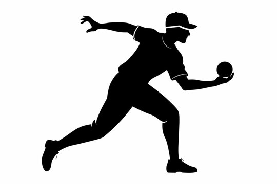 baseball player full body view silhouette black vector illustration