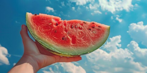 A person is holding a watermelon slice in their hand