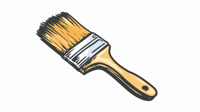 Line drawing cartoon of a paint brush Flat vector isolated