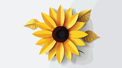 Papercut style  sunflower shape flower Flat vector
