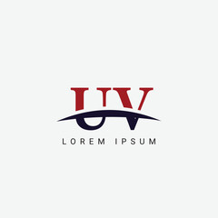 Alphabet UV VU letter modern monogram style logo vector element