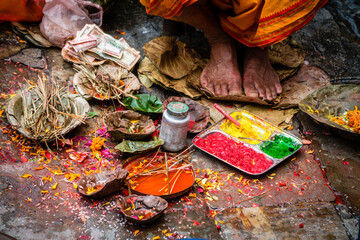 devotee prepared for doing offers at kathmandu street  - 778144789