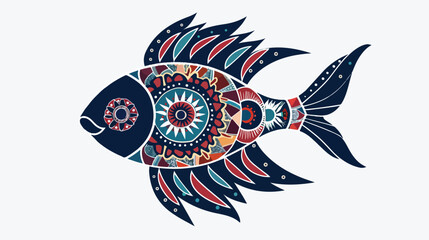 Round vector fish Mandala. Traditional orient symbol.