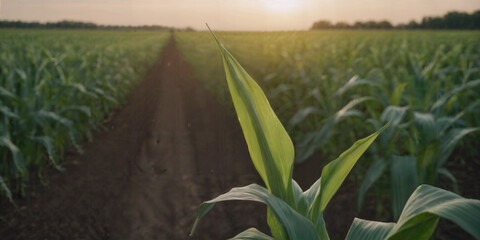 Empty corn field,GMO corn not bearing crops. - obrazy, fototapety, plakaty