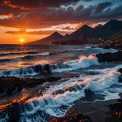 Fototapeta premium sunset in the mountains