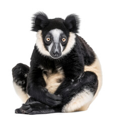 Indri lemur portrait on isolated background