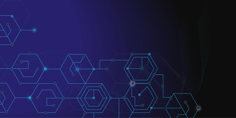 Vectors Blue background hexagon geometric pattern abstract elements design. Concept engineer, medical, technology, science, data security. vector template.