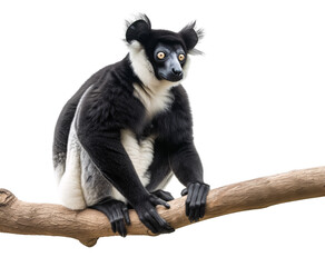 Naklejka premium Indri lemur sitting on a tree branch