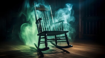 A haunted rocking chair swaying with spectral force