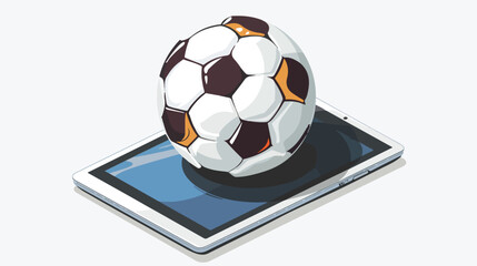 Soccer ball tablet app illustration design over a white