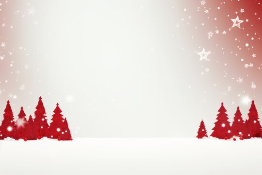 Festive christmas background with red and white trees