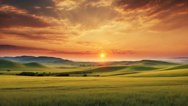 sunset over the field