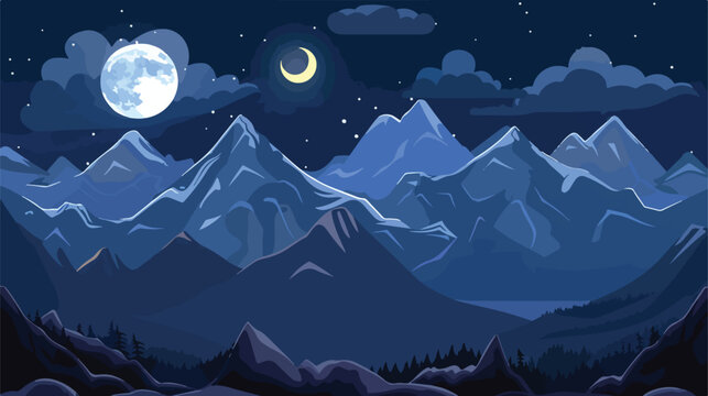 The background of the rocky mountains at night is clo