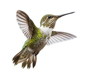Fototapeta premium flying hummingbird with spread wings on isolated background