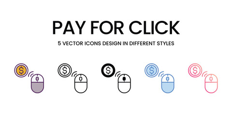 Pay For click Icons different style vector stock illustration - obrazy, fototapety, plakaty