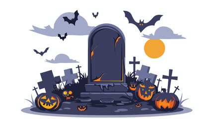 Tombstone halloween icon. vector illustration. Flat vector